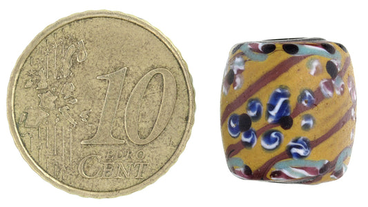 Rare Antique Venetian Floral Fancy Wound Glass Trade Bead, 15X14Mm - alternate view