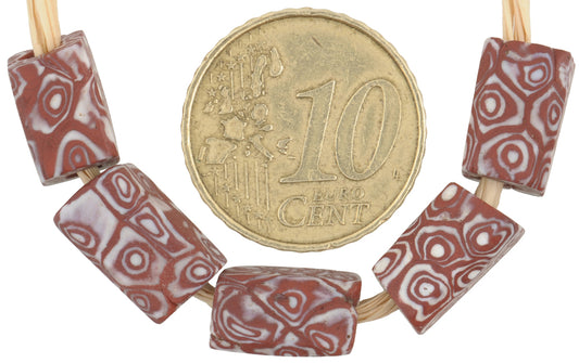 Rare Antique Rectangular Millefiori Venetian Mosaic African Trade Beads - zoomed-in detail