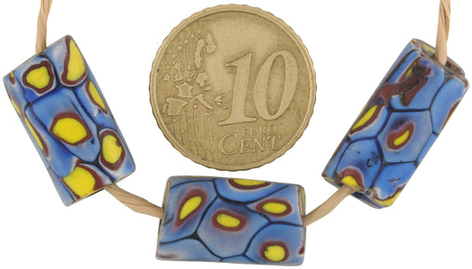 Antique Venetian Millefiori Mosaic Glass Trade Beads - Rectangular African Beads - alternate view