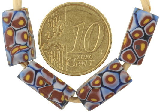 Rare Antique Venetian Millefiori Mosaic Glass Trade Beads - Rectangular, 14Mm - alternate view