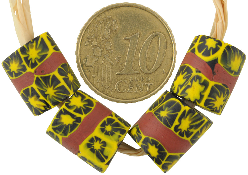 Antique Banded Venetian Millefiori African Trade Beads, 13Mm Mosaic Glass - alternate view
