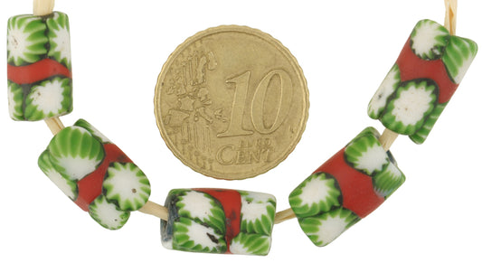 Antique Red Banded Millefiori Venetian Mosaic African Trade Beads - alternate view