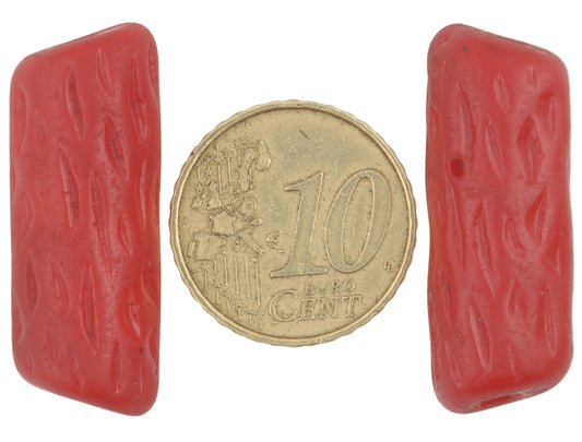 Old Large Molded Red Bohemian Czech Glass Trade Beads (30Mm) - alternate view