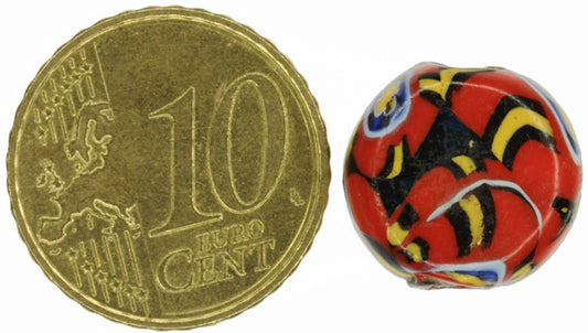 Rare Tabular Red Antique Millefiori Venetian Mosaic Glass Trade Bead - alternate view