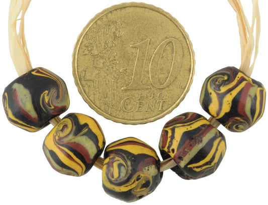 Rare Black Bicone "King" Venetian Lampwork Trade Beads - alternate view