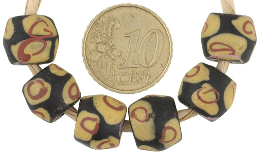 Antique Black Bicone Venetian Lampwork Glass Trade Beads - African Trade - alternate view