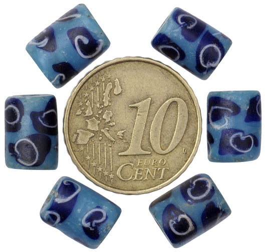 Antique Blue Fancy Venetian Lampwork Glass Trade Beads - African Trade - alternate view