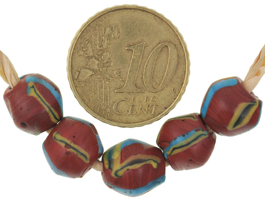 Antique Striped Bicone "King" Venetian Lampwork Beads, 9Mm, African Trade - alternate view