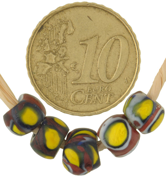 Antique Round Venetian Millefiori African Trade Beads, 7Mm Mosaic Glass - alternate view
