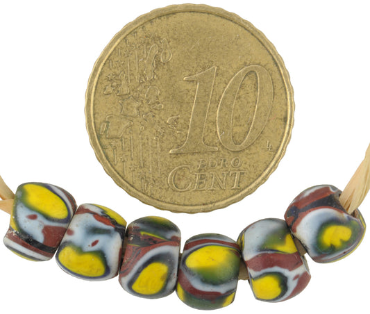 Antique Round Millefiori Venetian Mosaic Glass Trade Beads - 7Mm - alternate view