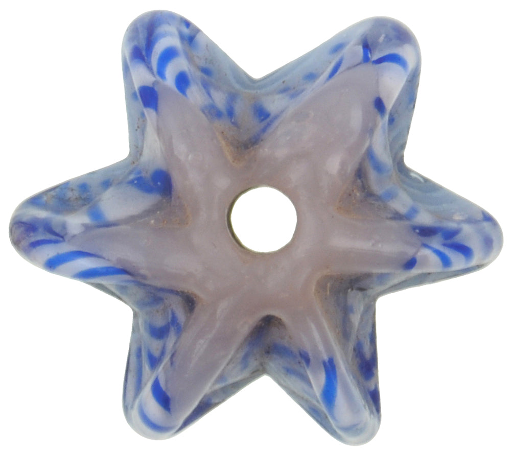 Antique Large Star Millefiori Venetian Mosaic Glass Trade Bead, African Trade - close-up