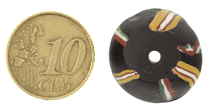 Rare Antique Black Bicone Venetian Lampwork Glass Trade Bead - alternate view