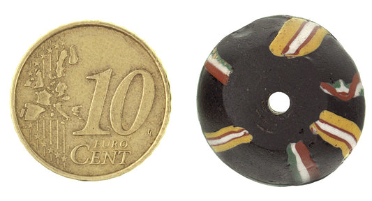 Rare Antique Black Bicone Venetian Lampwork Glass Trade Bead - alternate view