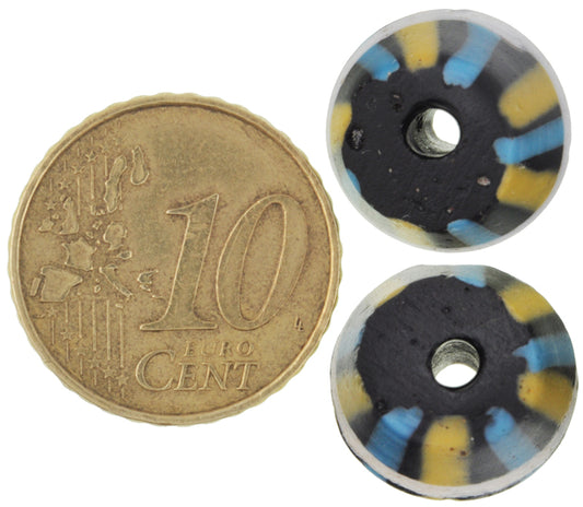 Rare Antique Banded Bicone Venetian Lampwork Glass Trade Beads - alternate view