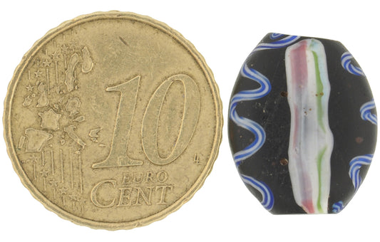 Antique Black Fancy Venetian Lampwork Glass Trade Bead, 1800S - alternate view