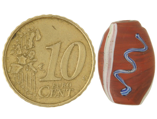 Antique Venetian Tabular Fancy Glass Trade Bead With Trail Decoration - alternate view