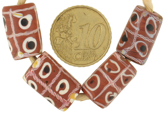 Rare Antique Tic-Tac-Toe Venetian Glass Trade Beads With Trail Decoration - alternate view