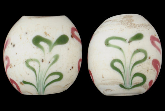 Rare Antique Venetian Dutch Delft Glass Trade Beads, 9X9Mm Pair - alternate view