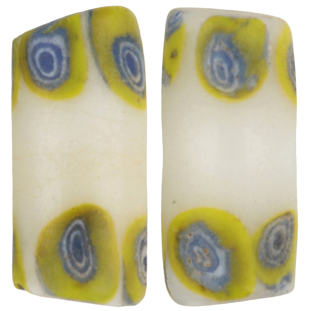 Antique Venetian Millefiori African Trade Beads, 21X9Mm Pair