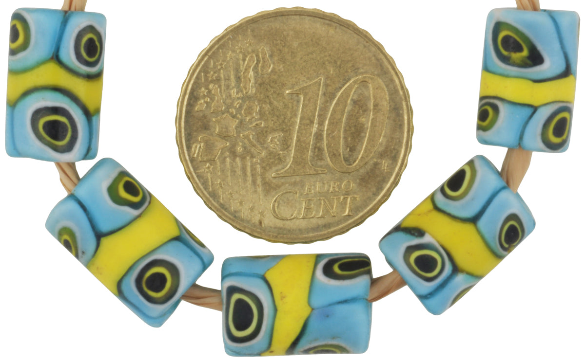 Five Antique Banded Millefiori Mosaic Glass African Trade Beads - alternate view