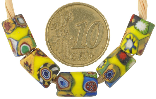 Rare Antique Banded Multimurrine Millefiori Mosaic African Trade Beads - alternate view