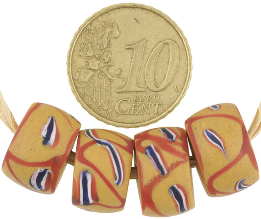Antique Yellow Fancy Venetian Lampwork Glass Trade Beads, African Trade - alternate view