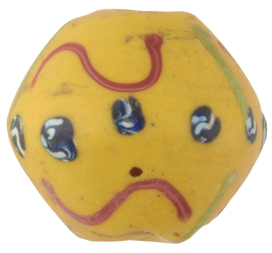 Antique Yellow Bicone King Venetian Lampwork Glass Trade Bead 19X18Mm - alternate view