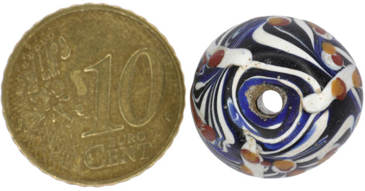Rare Antique Venetian Bicone King Glass Trade Bead, 18X14Mm, Lampwork - alternate view