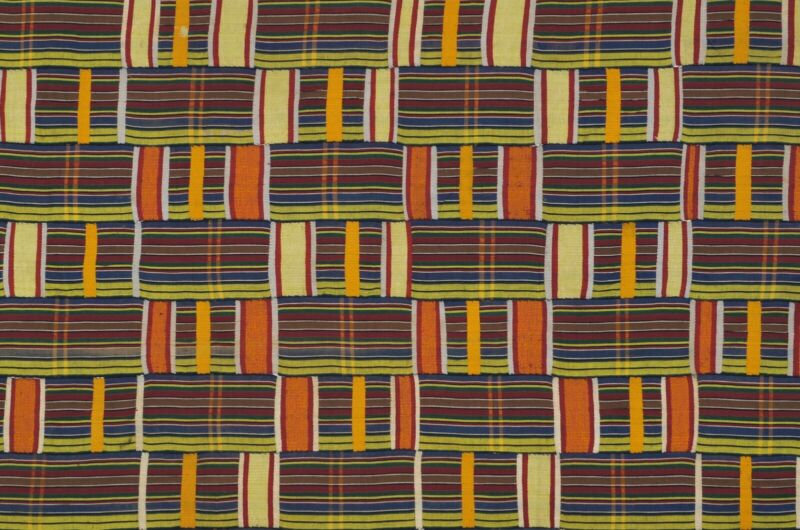 Old African Kente Ewe Ghana Hand Woven Cloth Textile Art Home Decor - alternate view