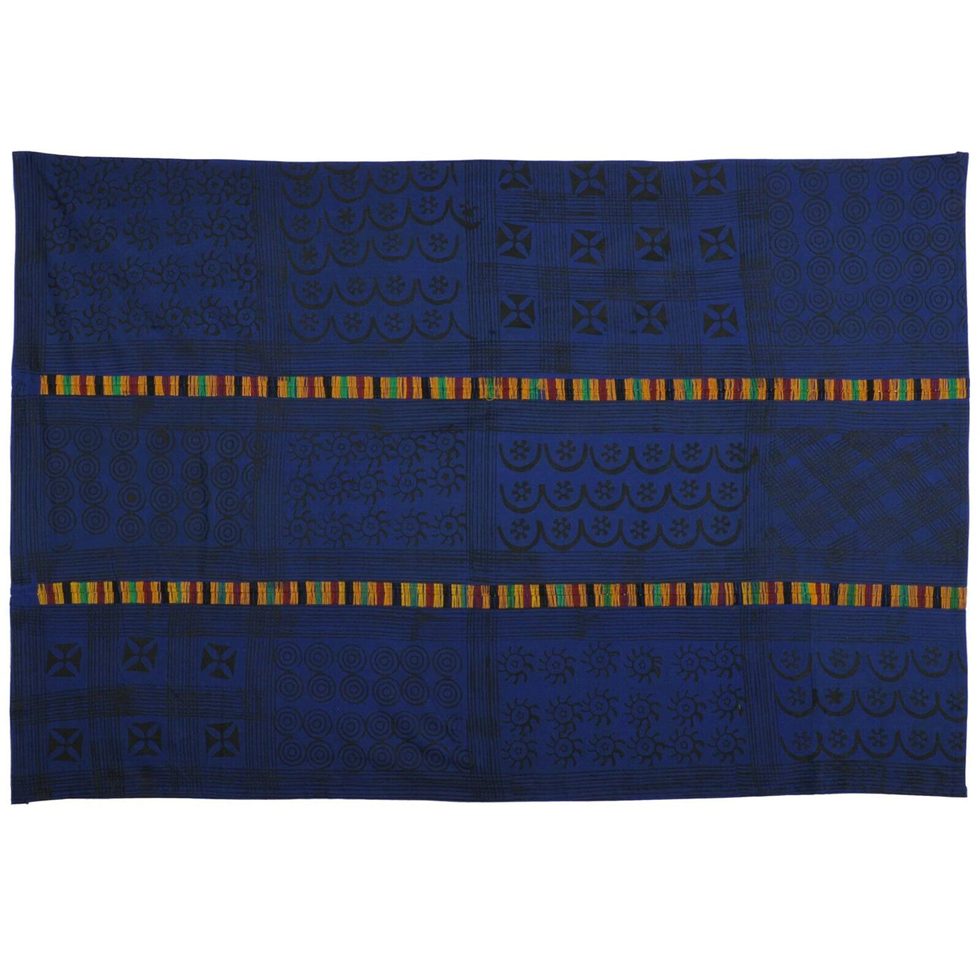 Hand Stamped Adinkra Cloth Woman Size 64"×42" – Authentic 1980s