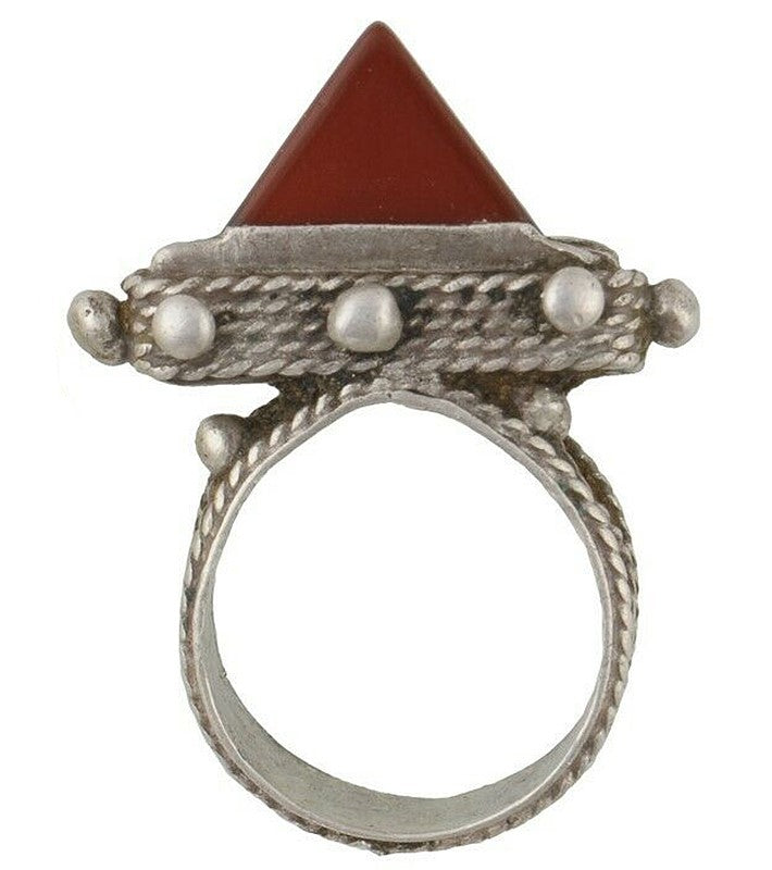 Antique Tuareg Silver Ring with Carnelian – Sahara Ethnic Jewelry