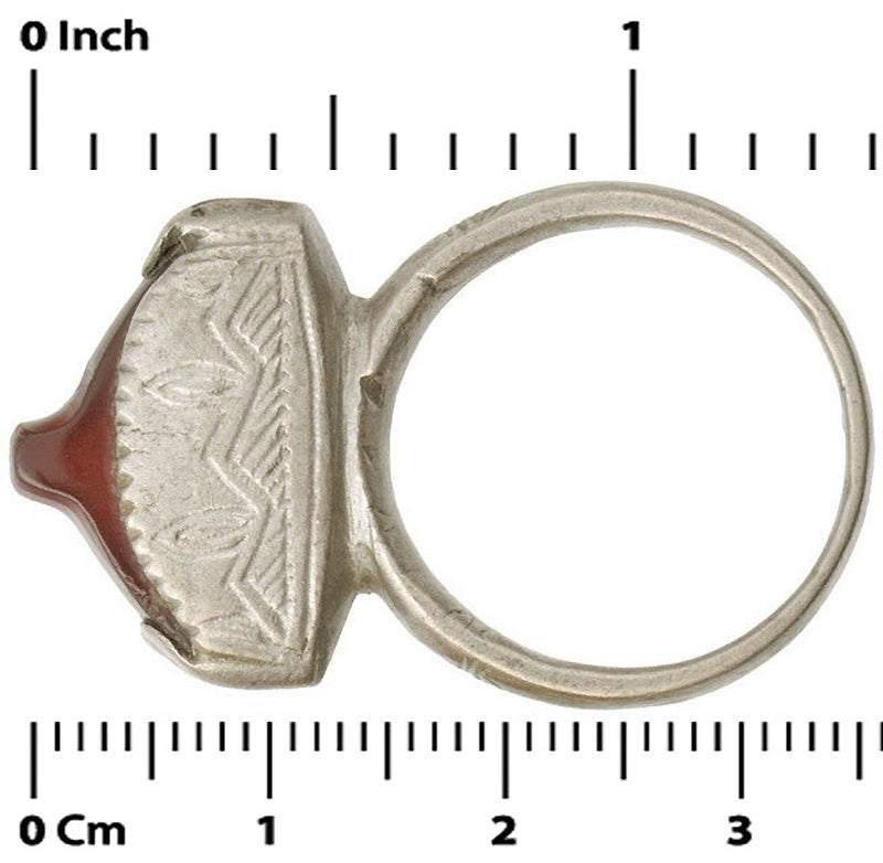 Vintage Tuareg Silver In-Gall Ring with Agate Stone - Size 7.25