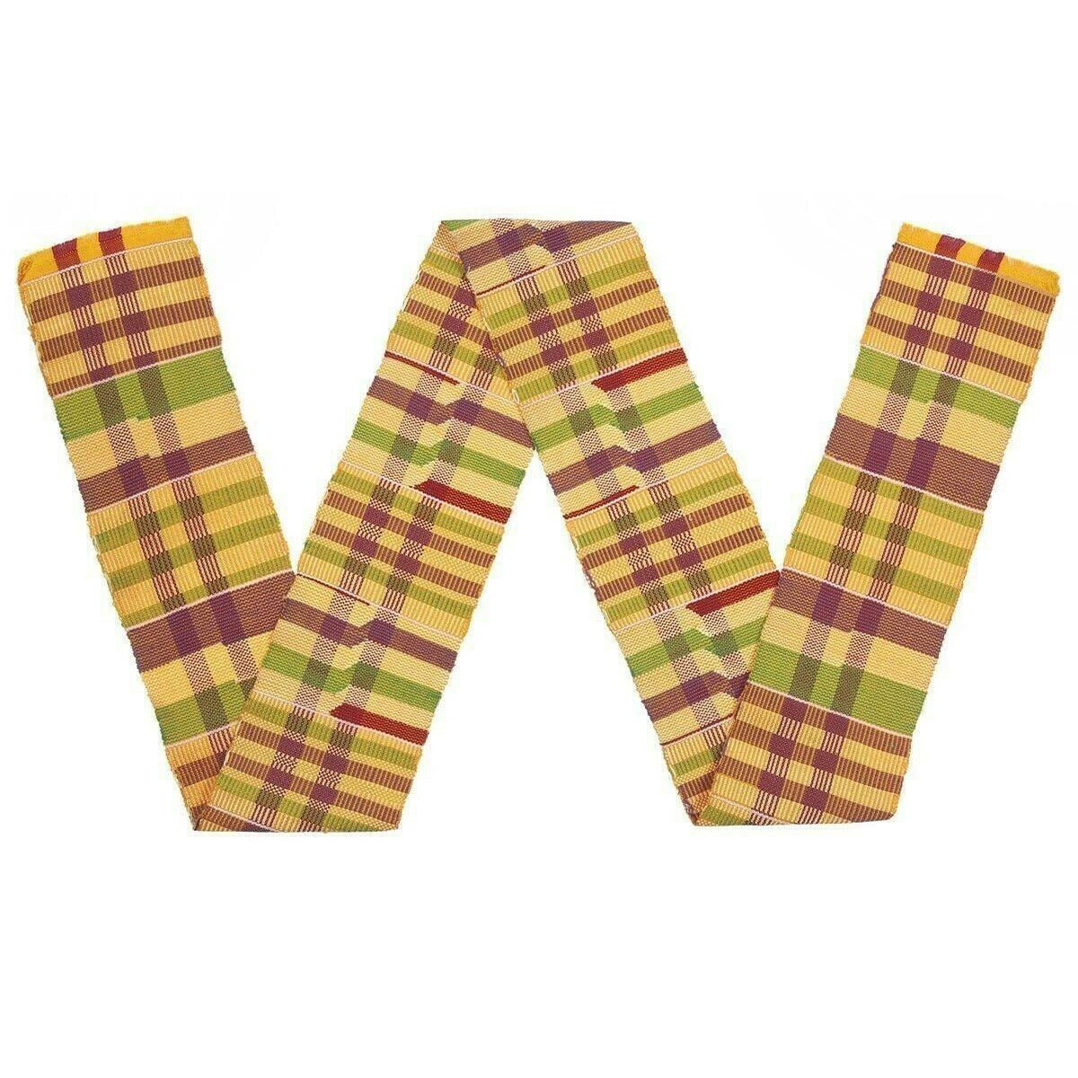 Handwoven Ghanaian Kente Scarf - Authentic Double-Woven Stole