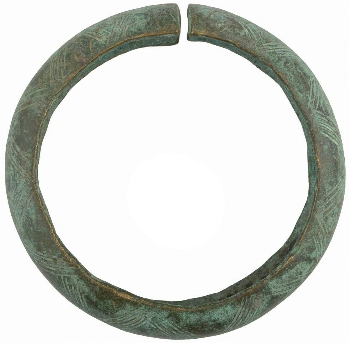 Antique Brass Bracelet Currency African Ghana / Fulani West Africa - angled shot