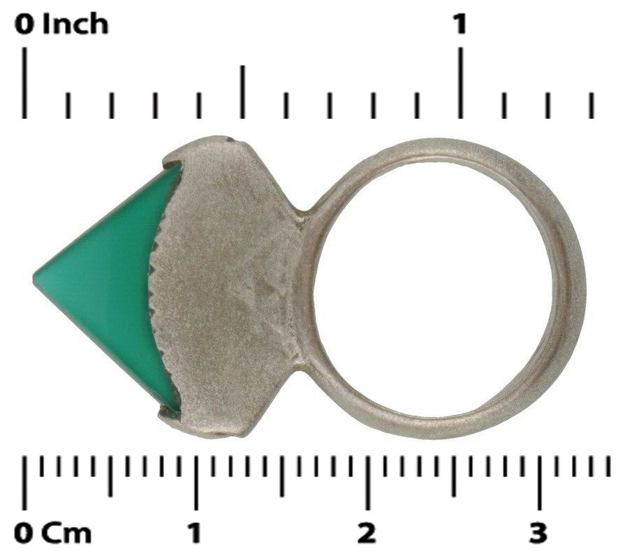 Vintage Tuareg Silver Ring with Green Glass – Sahara Nomadic Ethnic Jewelry