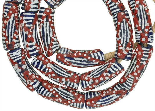 African Trade Beads: 10-11Mm Fancy Powder Glass Beads From Ghana - product focus