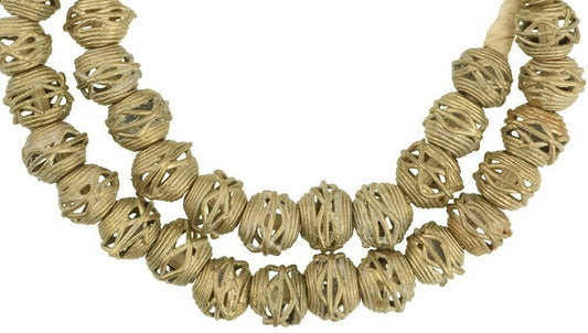 Handcrafted Ashanti Round Brass Beads - Traditional Ghanaian Craft - alternate view