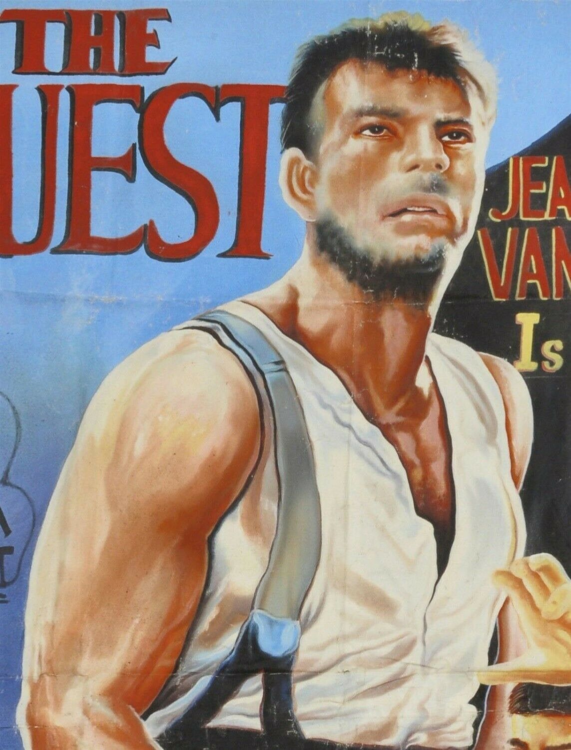 Unique Hand-Painted 'The Quest' Movie Poster - Authentic Ghanaian Art - close-up