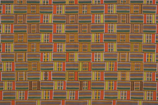 Vintage Mid‑1900s Handwoven Ewe Kente Cloth – Large Ghanaian Textile