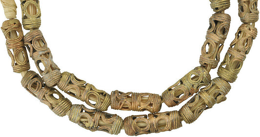 African Handmade Brass Beads Strand - 23" Crafted In Ghana - alternate view