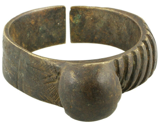 African Art Old Brass Bracelet Currency Ghana / Fulani West Africa Burkina Faso - alternate view