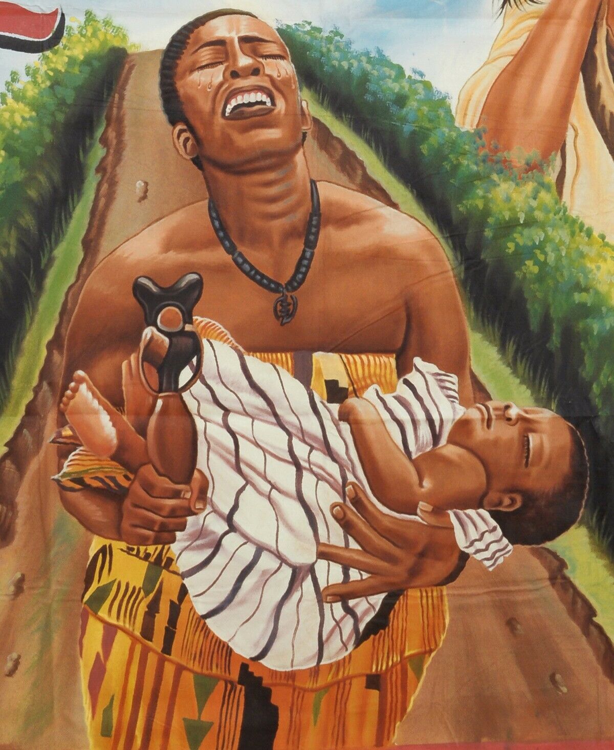 Hand-Painted Riches 2 Movie Poster - Authentic Ghanaian Cinema Art - close-up