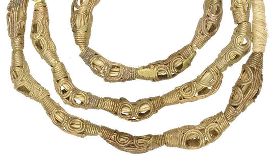 Traditional Ashanti Brass Beads Strand - Handcrafted In Ghana - alternate view