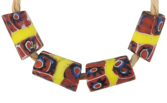 Antique Banded Venetian Millefiori Mosaic Glass Trade Beads - alternate view