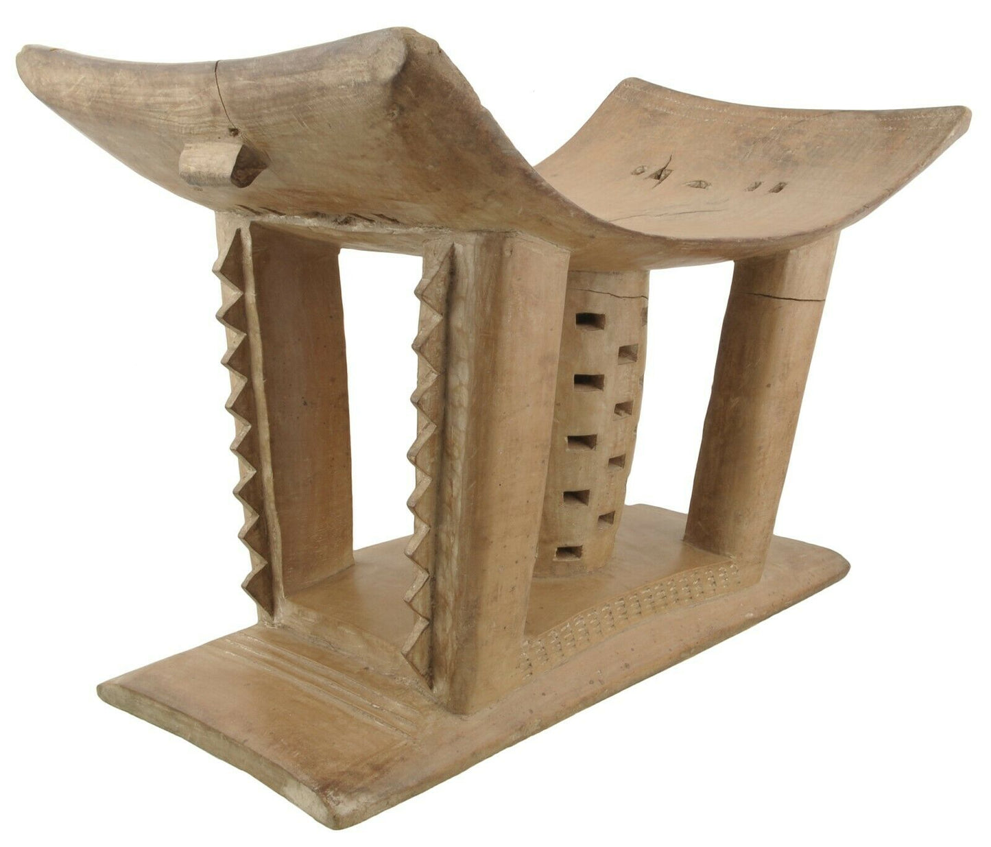 Old Ghana Ashanti Asante African Akan Wooden Chief Ceremonial Stool Hand Carved - close-up