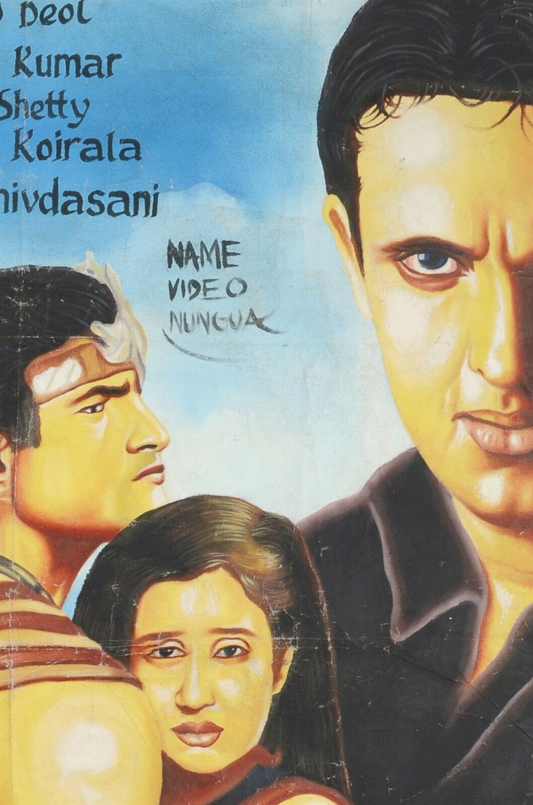 Jaani Dushman - Authentic Action-Themed Ghana Hand Painted Movie Poster - zoomed-in detail