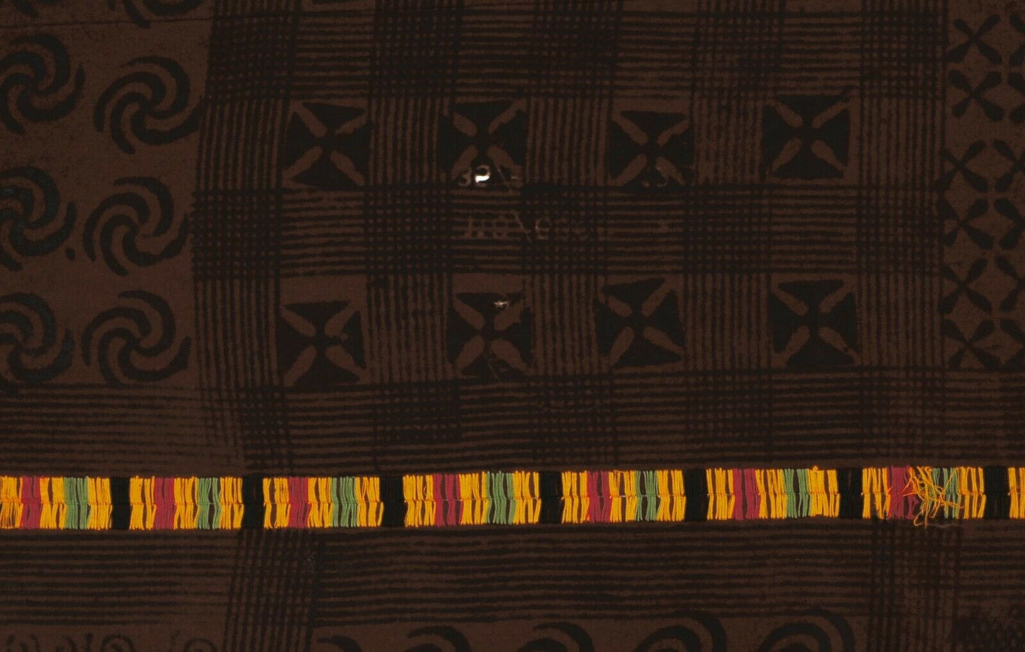Adinkra Ashanti Cloth Decoration African Ghana Fabric Hand Stamped West Africa - close-up