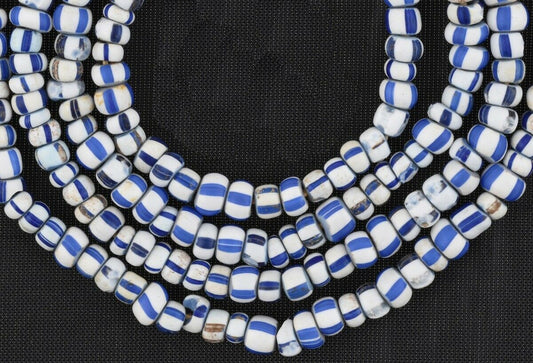 Rare Old Venetian Blue‑Core Tiny Seed Bead Strand 3‑4 mm