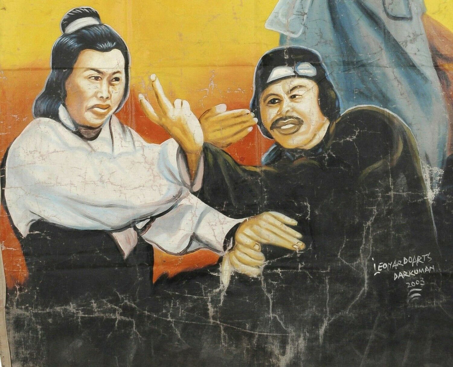 Authentic Shaolin Iron Claws Movie Poster - Ghana Hand-Painted Art - close-up