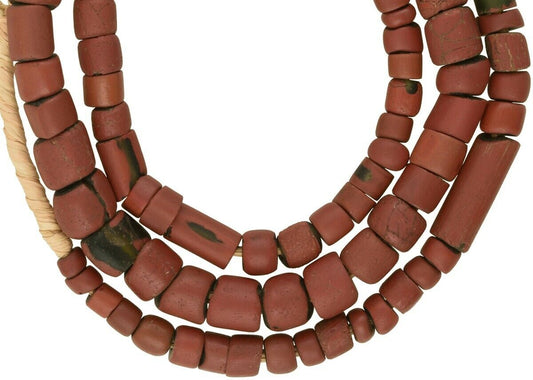 Antique Beads Venetian Drawn Glass Green Heart African Trade Ghana Tribal Ethnic - alternate view